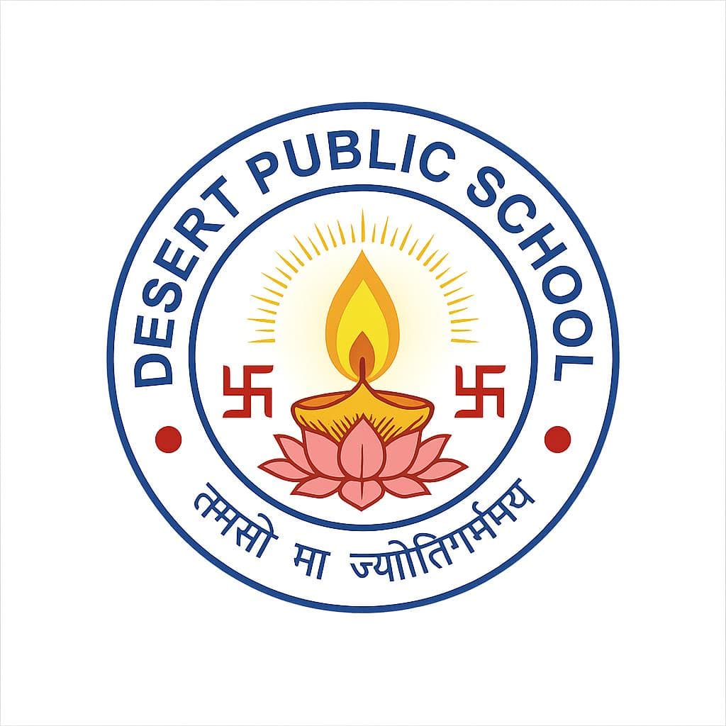 Desert Public School crest — diya on lotus